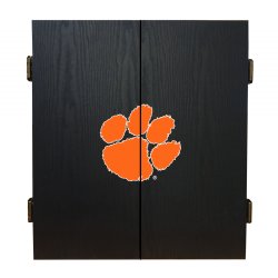 Clemson University Tigers - Fan's Choice Dartboard, Dart & Cabinet Set in Black<BR>FREE SHIPPING