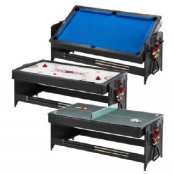 Pockey 3 in 1 Pool, Air Hockey & Ping Pong Table with Blue Cloth by FatCat <BR>FREE SHIPPING