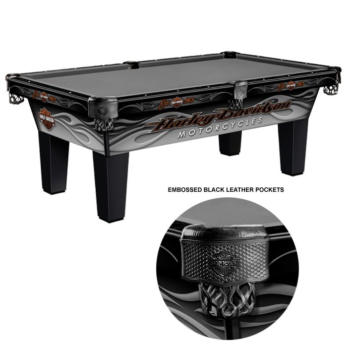 Patronize The Hotel Bridge pier Harley-Davidson Flames Pool Table for Sale | GameTables4Less