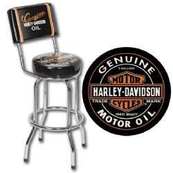 H-D® Oil Can Bar Stool with Backrest ~ Harley-Davidson®