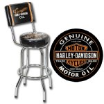H-D® Oil Can Bar Stool with Backrest ~ Harley-Davidson®