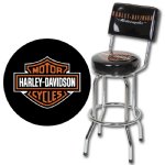 H-D® Bar & Shield Bar Stool with Backrest - Harley-Davidson®