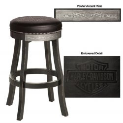 H-D® Bar & Shield Flames Barstool in Vintage Black finish~ Harley-Davidson®