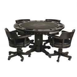 H-D® Bar & Shield Flames 54" Poker & Dining Table with 4 Chair Set in Vintage Black finish - Harley-Davidson®
