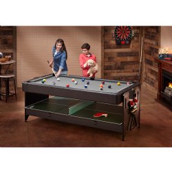 Pockey 3 in 1 Pool, Air Hockey & Ping Pong Table with Gray Cloth by FatCat <BR>FREE SHIPPING