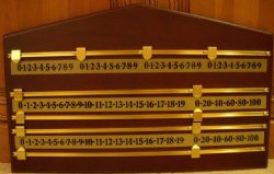 4-Player Wall Score Board available in Oak, Mahogany or Walnut by Berner Billiards