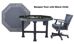 3 in 1 Table - Octagon 48" Urban Bumper Pool with SLATE bed in Midnight<br>FREE SHIPPING