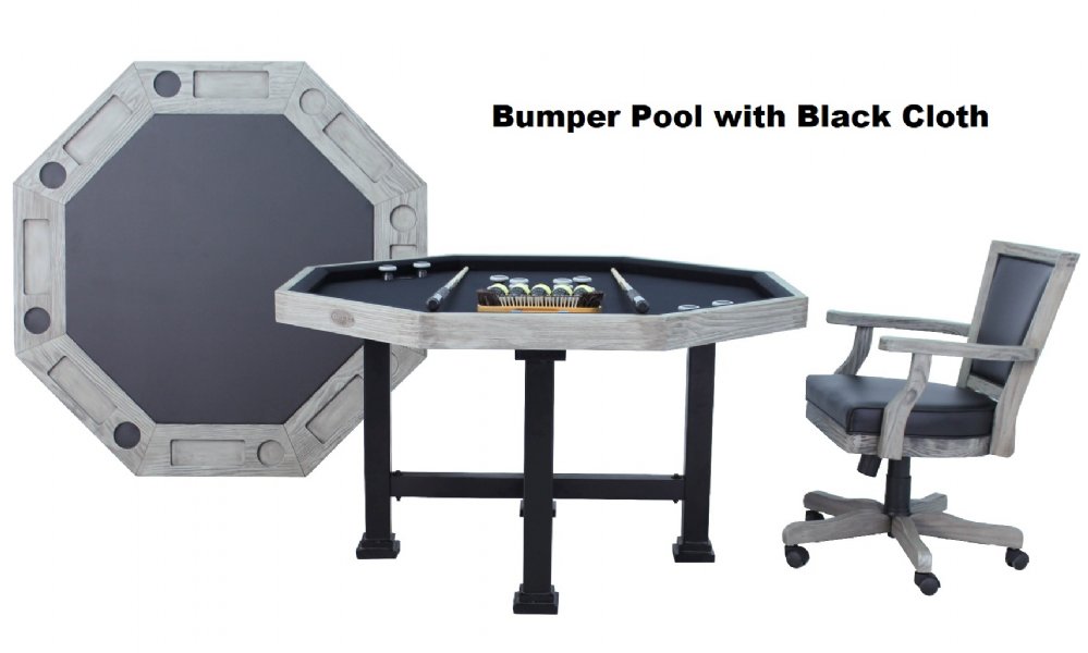 3 in 1 Table Octagon 54 inch Table with Slate Bumper Pool, Poker and
