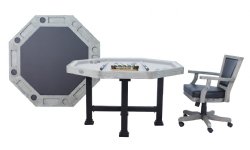 3 in 1 Table - Octagon 48" Urban Bumper Pool with SLATE bed in Silver Mist<br>FREE SHIPPING