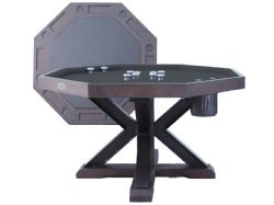 3 in 1 Table - Octagon 48" Weathered Bumper Pool with SLATE bed in Black Oak<br>FREE SHIPPING