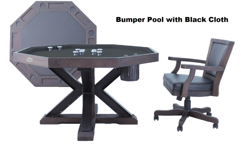 Octagon 54 Weathered Bumper Pool with Slate Bed in Desert Sand 3 in 1 Table 