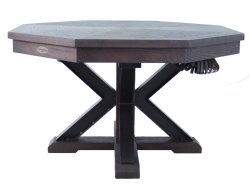 3 in 1 Table - Octagon 48" Weathered Bumper Pool with SLATE bed in Black Oak<br>FREE SHIPPING