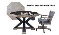 3 in 1 Table - Octagon 48" Weathered Bumper Pool with SLATE bed in Desert Sand<br>FREE SHIPPING