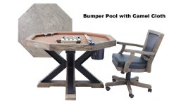 3 in 1 Table - Octagon 54" Weathered Bumper Pool with SLATE bed in Desert Sand<br>FREE SHIPPING